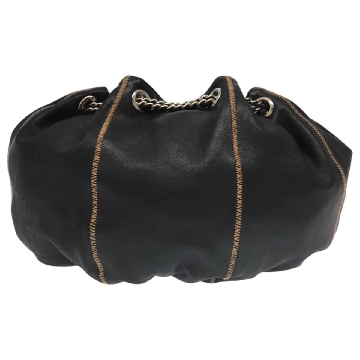 CHANEL Chain Purse Shoulder Bag Lamb Skin Black CC PP024