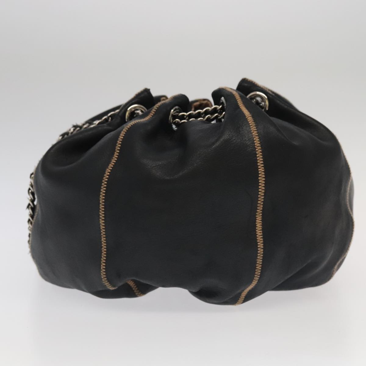 CHANEL Chain Purse Shoulder Bag Lamb Skin Black CC PP024