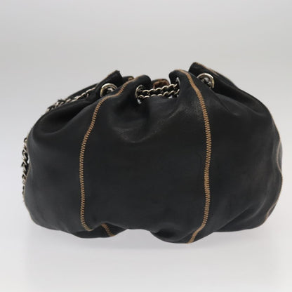 CHANEL Chain Purse Shoulder Bag Lamb Skin Black CC PP024