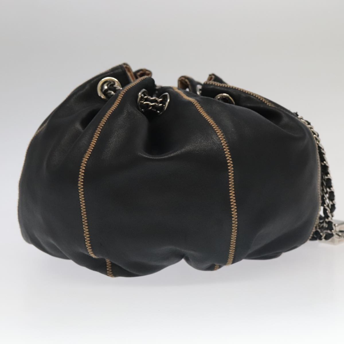 CHANEL Chain Purse Shoulder Bag Lamb Skin Black CC PP024