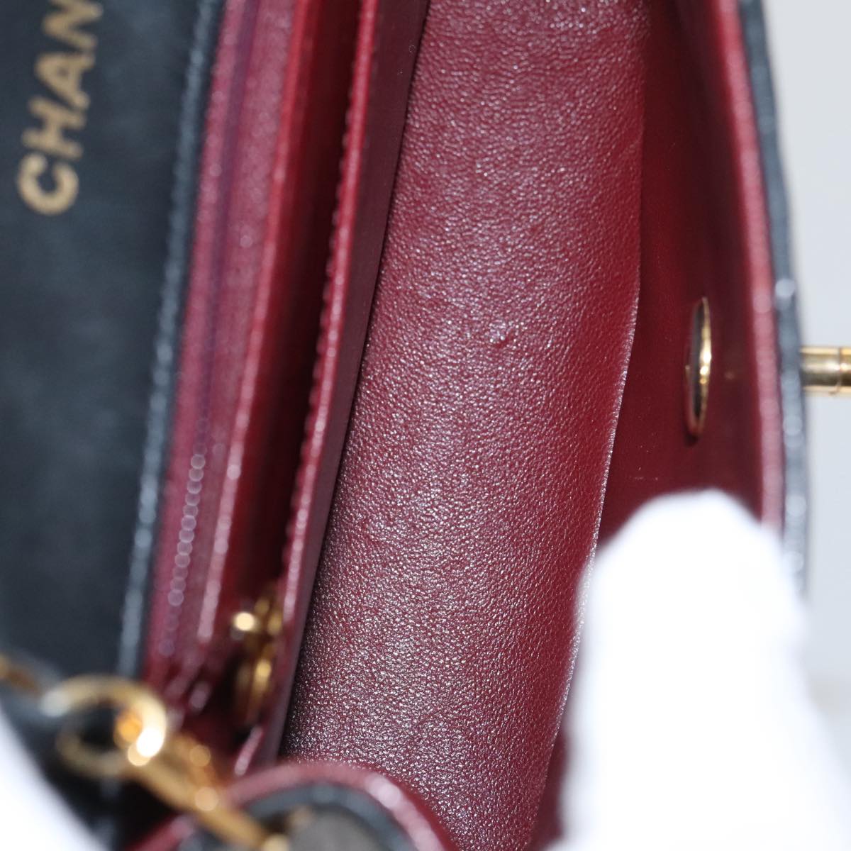 CHANEL Mini Materasse 17 Chain Shoulder Bag Lamb Skin Black Gold CC PP025