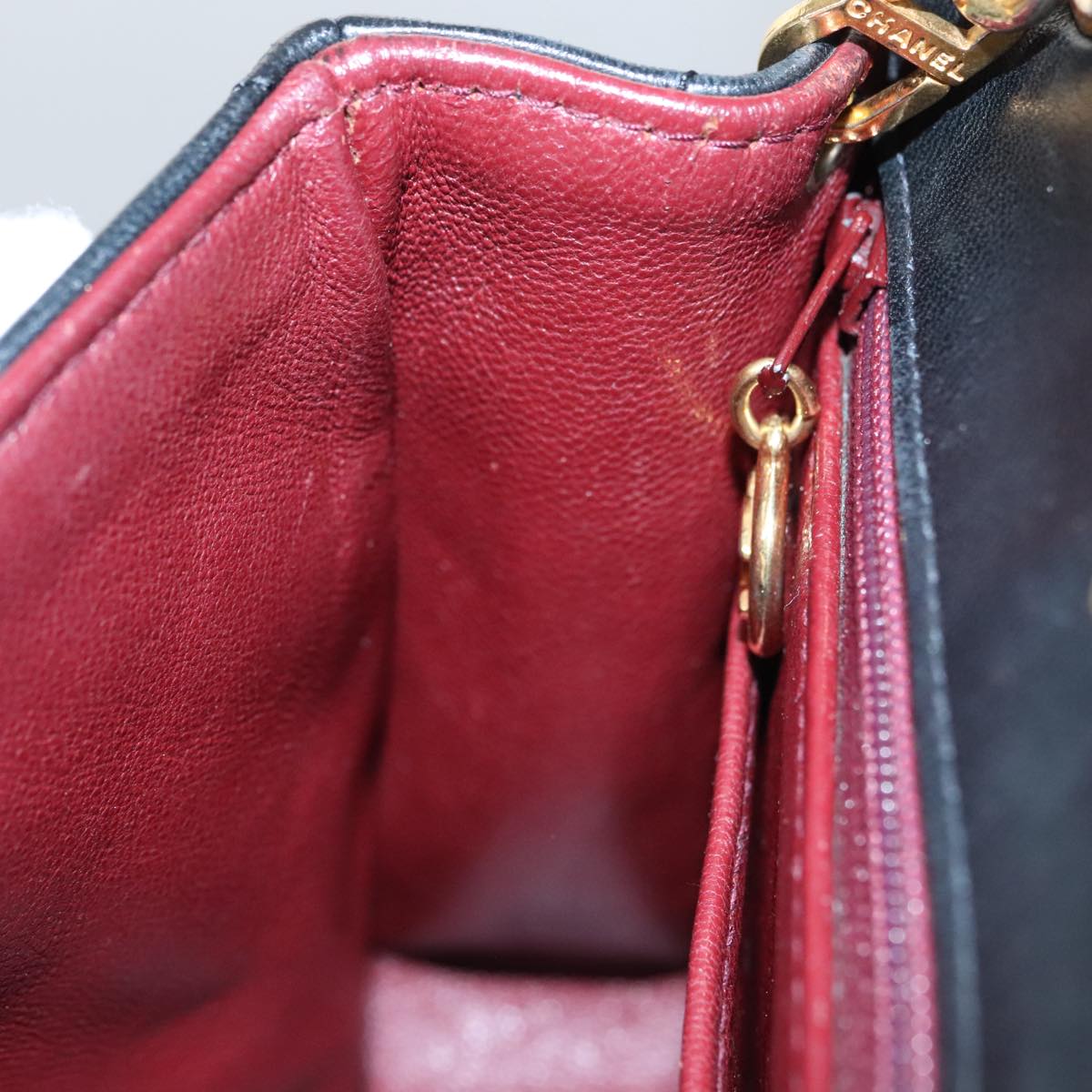 CHANEL Mini Materasse 17 Chain Shoulder Bag Lamb Skin Black Gold CC PP025