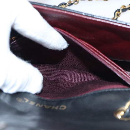 CHANEL Mini Materasse 17 Chain Shoulder Bag Lamb Skin Black Gold CC PP025