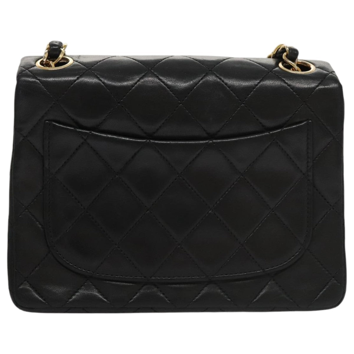 CHANEL Mini Materasse 17 Chain Shoulder Bag Lamb Skin Black Gold CC PP025