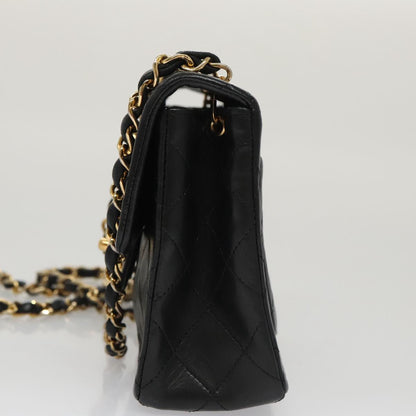 CHANEL Mini Materasse 17 Chain Shoulder Bag Lamb Skin Black Gold CC PP025