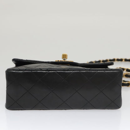 CHANEL Mini Materasse 17 Chain Shoulder Bag Lamb Skin Black Gold CC PP025