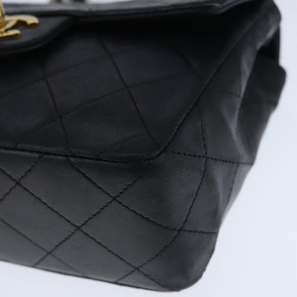 CHANEL Mini Materasse 17 Chain Hand Bag Lamb Skin Black Gold CC PP027