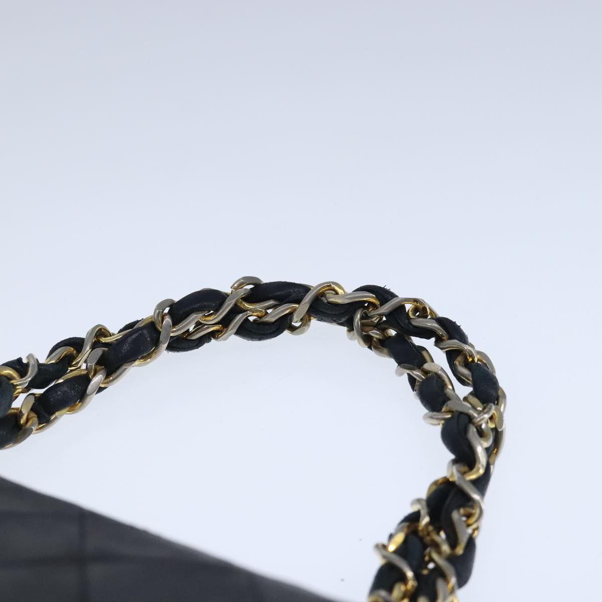 CHANEL Mini Materasse 17 Chain Hand Bag Lamb Skin Black Gold CC PP027