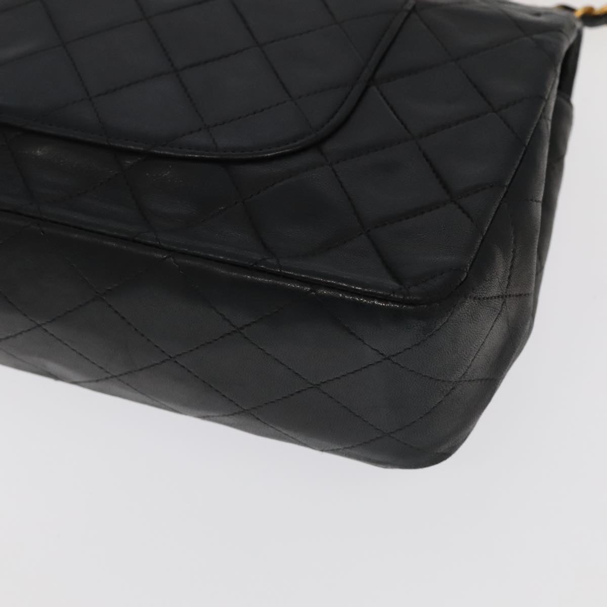 CHANEL Chain Matelasse 25 Shoulder Bag Lamb Skin Black Gold CC PP032A