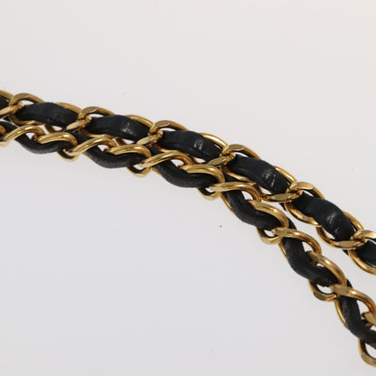 CHANEL Chain Matelasse 25 Shoulder Bag Lamb Skin Black Gold CC PP032A