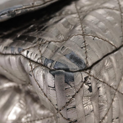 CHANEL Matelasse 25.5 Double Chain Bag Coated leather Silver tone CC PP046