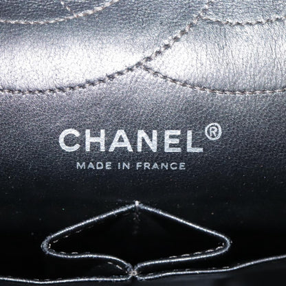 CHANEL Matelasse 25.5 Double Chain Bag Coated leather Silver tone CC PP046