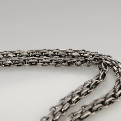CHANEL Matelasse 25.5 Double Chain Bag Coated leather Silver tone CC PP046