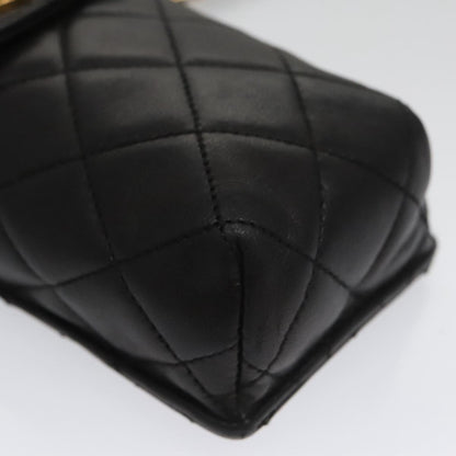 CHANEL Chain Pouch Lamb Skin Black CC PP059