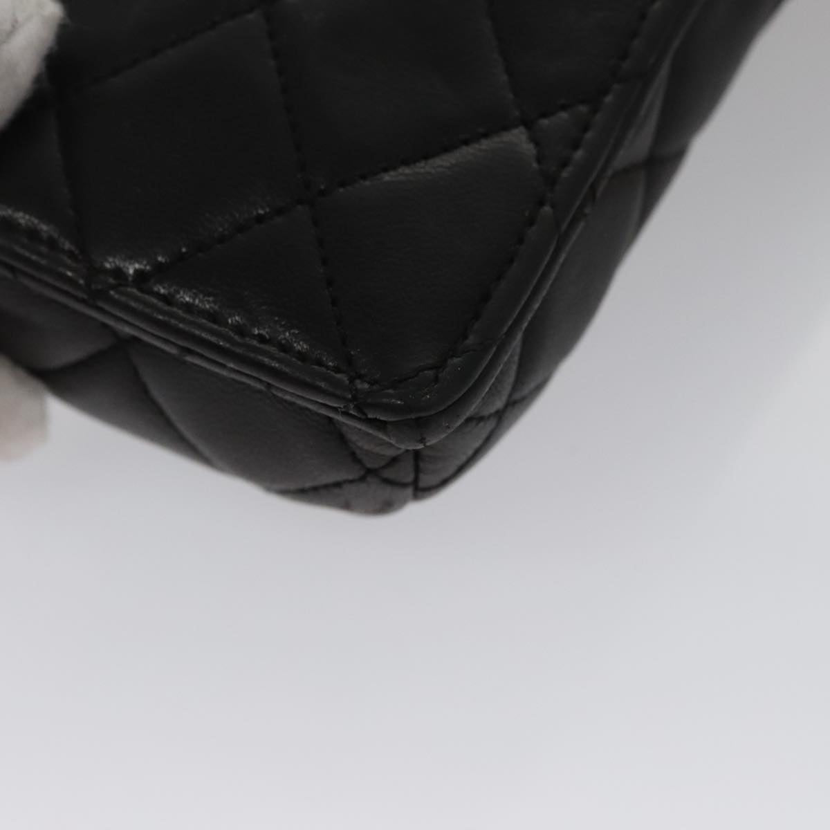 CHANEL Chain Pouch Lamb Skin Black CC PP059