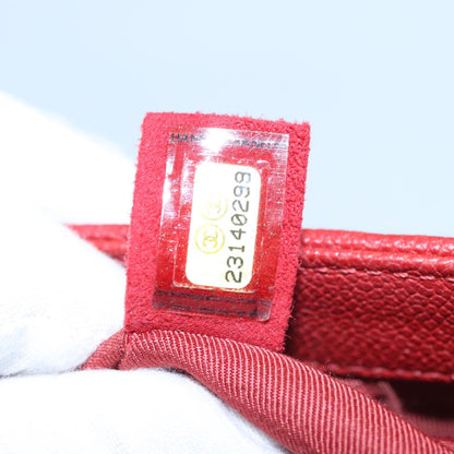CHANEL Matelasse Chain Shoulder Bag Caviar Skin Red Gold CC PP074