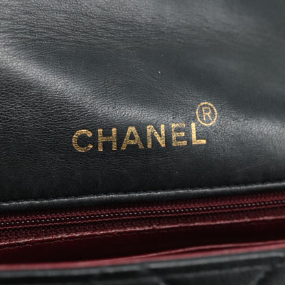 CHANEL Matelasse Chain Shoulder Bag Lamb Skin Black Gold CC PP075