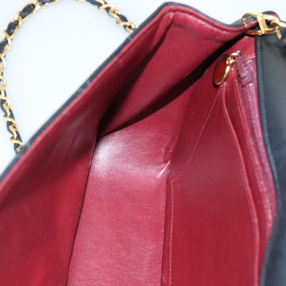 CHANEL Matelasse Chain Shoulder Bag Lamb Skin Black Gold CC PP075