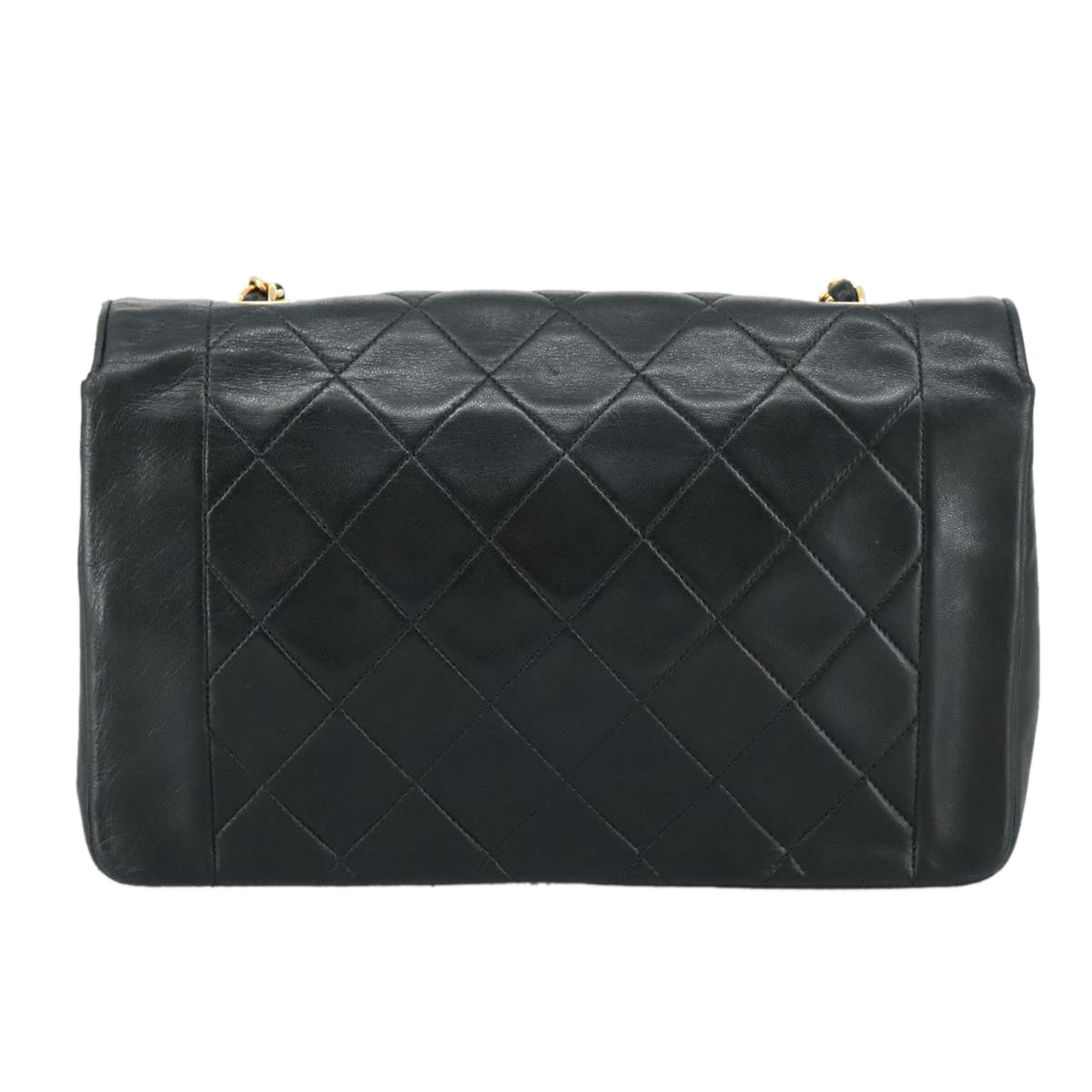 CHANEL Matelasse Chain Shoulder Bag Lamb Skin Black Gold CC PP075
