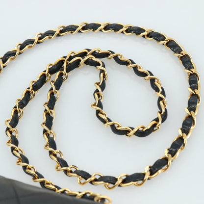 CHANEL Matelasse Chain Shoulder Bag Lamb Skin Black Gold CC PP075