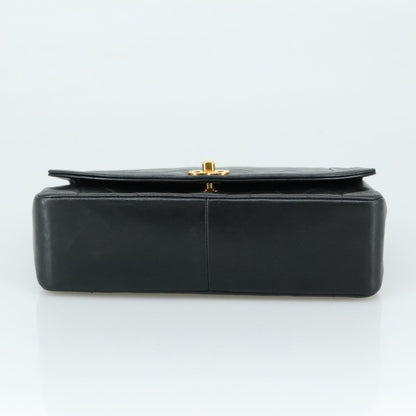 CHANEL Matelasse Chain Shoulder Bag Lamb Skin Black Gold CC PP075
