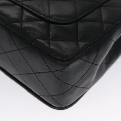 CHANEL Matelasse Chain Shoulder Bag Lamb Skin Black Gold CC PP076