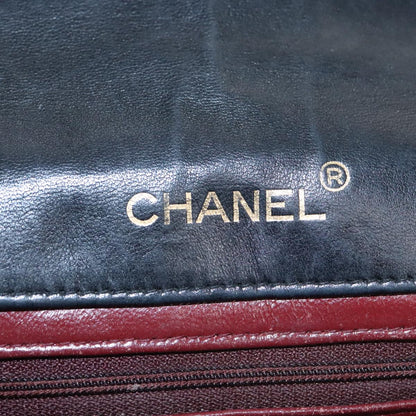 CHANEL Matelasse Chain Shoulder Bag Lamb Skin Black Gold CC PP076
