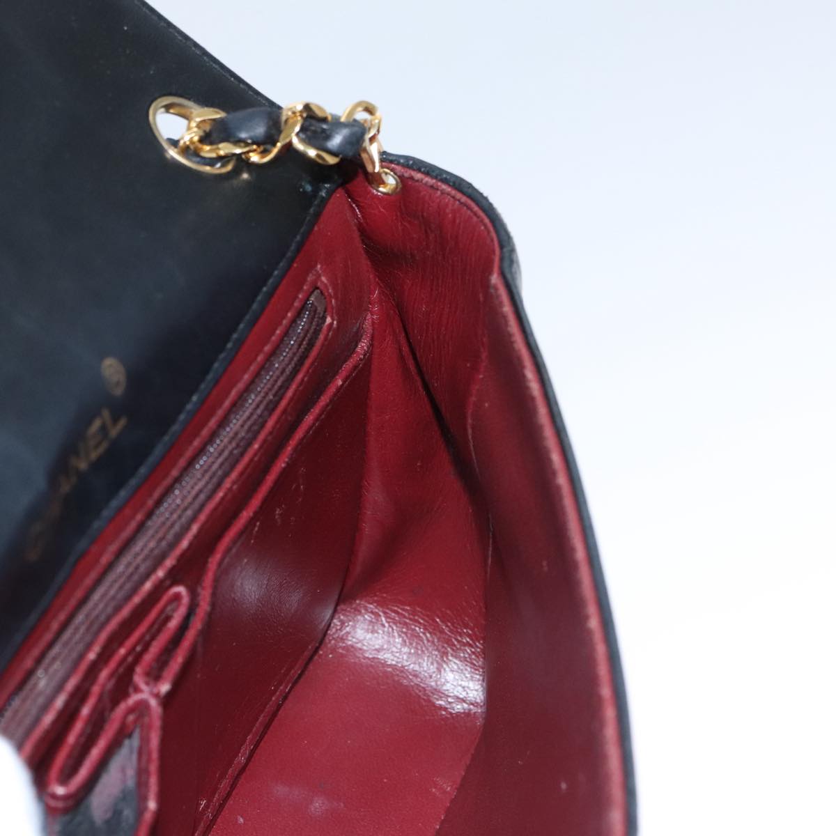 CHANEL Matelasse Chain Shoulder Bag Lamb Skin Black Gold CC PP076