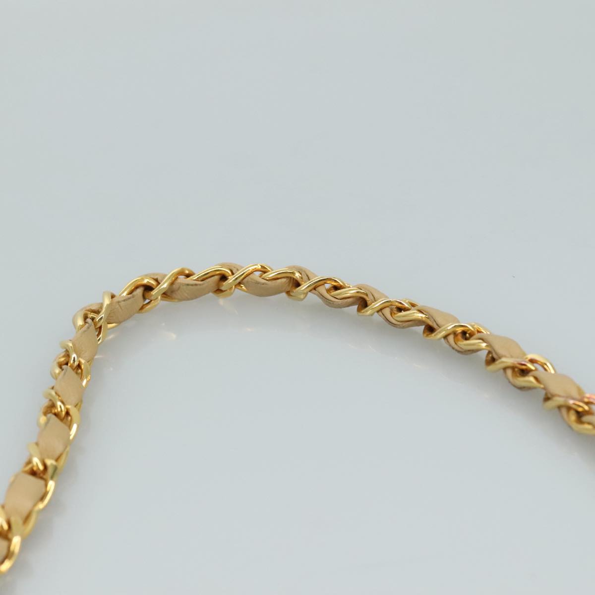 CHANEL Matelasse Chain Shoulder Bag Lamb Skin Beige Gold CC PP077