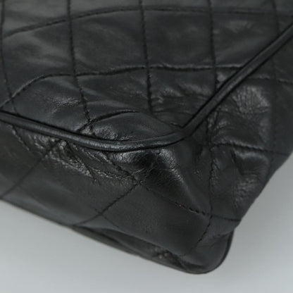 CHANEL Matelasse Chain Shoulder Bag Lamb Skin Black Gold CC PP082