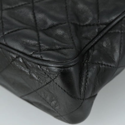 CHANEL Matelasse Chain Shoulder Bag Lamb Skin Black Gold CC PP082
