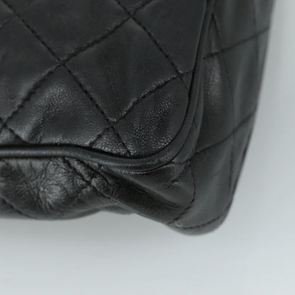 CHANEL Matelasse Chain Shoulder Bag Lamb Skin Black Gold CC PP082