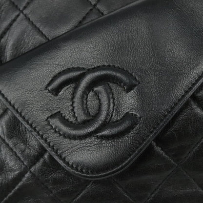 CHANEL Matelasse Chain Shoulder Bag Lamb Skin Black Gold CC PP082