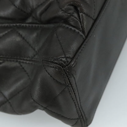 CHANEL Matelasse Tote Bag Lamb Skin Black Gold CC PP098