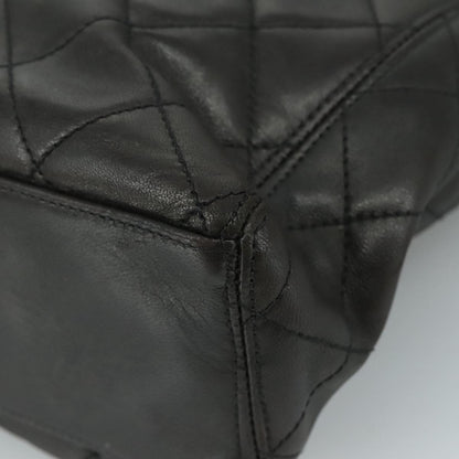 CHANEL Matelasse Tote Bag Lamb Skin Black Gold CC PP098