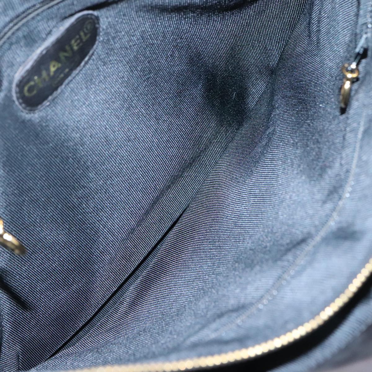 CHANEL Matelasse Tote Bag Lamb Skin Black Gold CC PP098