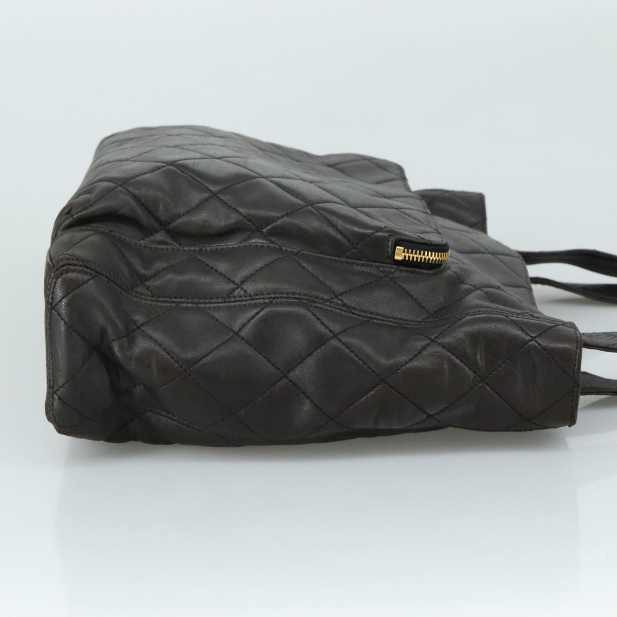 CHANEL Matelasse Tote Bag Lamb Skin Black Gold CC PP098