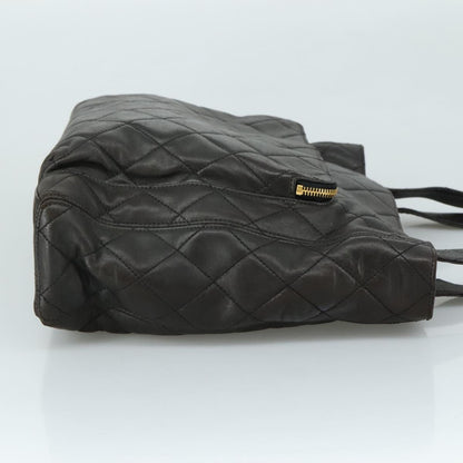 CHANEL Matelasse Tote Bag Lamb Skin Black Gold CC PP098