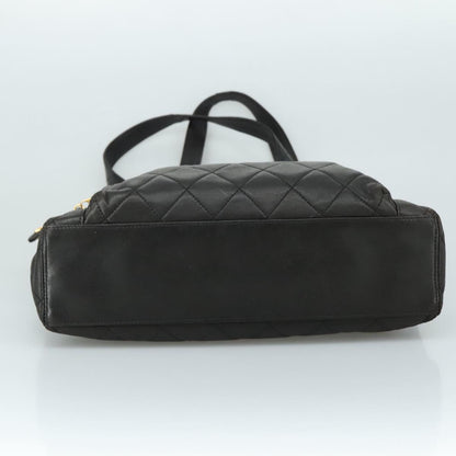 CHANEL Matelasse Tote Bag Lamb Skin Black Gold CC PP098