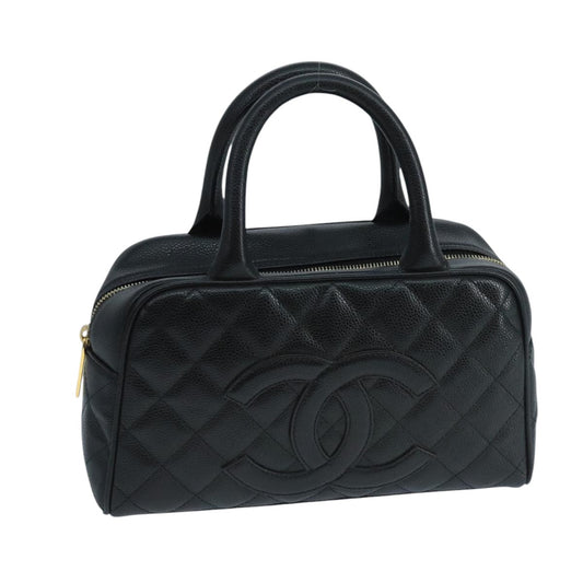 CHANEL Matelasse Hand Bag Caviar Skin Black CC PP100A