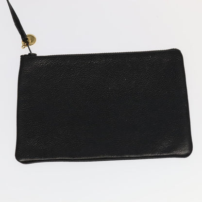CHANEL Chain Shoulder Bag Caviar Skin Black Gold CC PP101