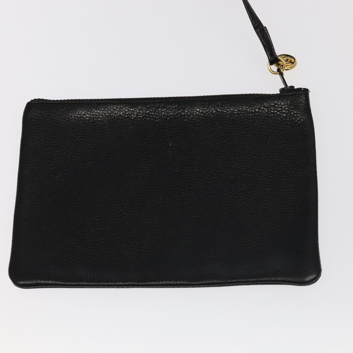 CHANEL Chain Shoulder Bag Caviar Skin Black Gold CC PP101