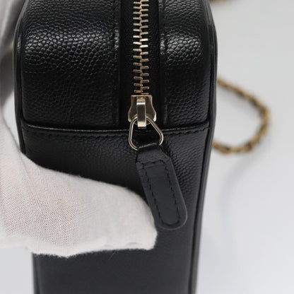 CHANEL Matelasse Chain Shoulder Bag Caviar Skin Black Gold CC PP102