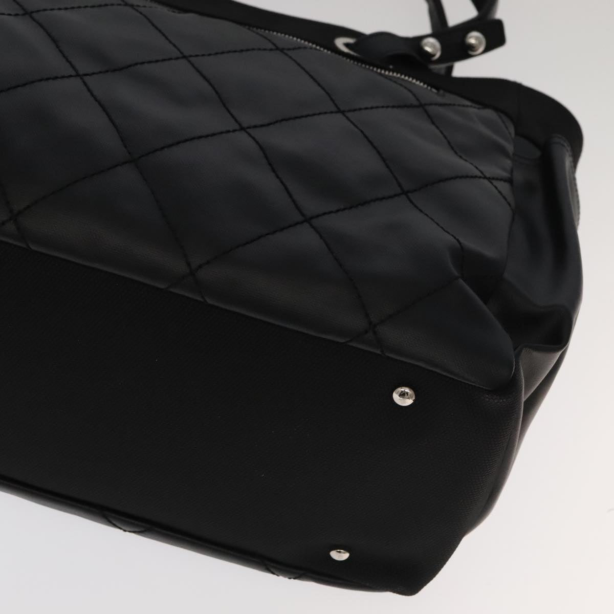 CHANEL Matelasse Tote Bag Leather PVC Black Gold CC PP103