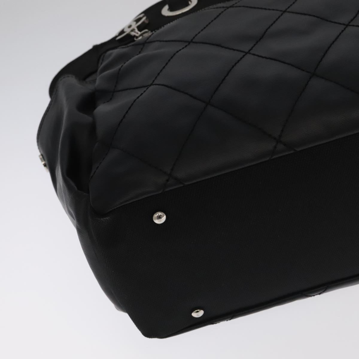 CHANEL Matelasse Tote Bag Leather PVC Black Gold CC PP103