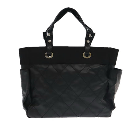 CHANEL Matelasse Tote Bag Leather PVC Black Gold CC PP103