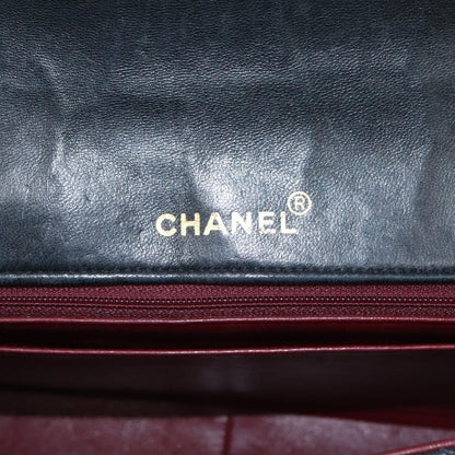 CHANEL Matelasse Chain Shoulder Bag Lamb Skin Black Gold CC PP104A