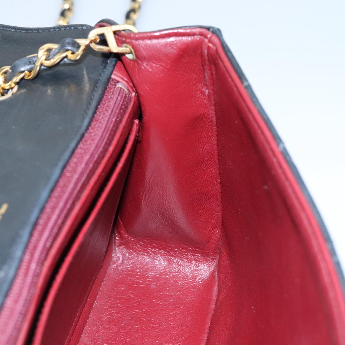 CHANEL Matelasse Chain Shoulder Bag Lamb Skin Black Gold CC PP104A