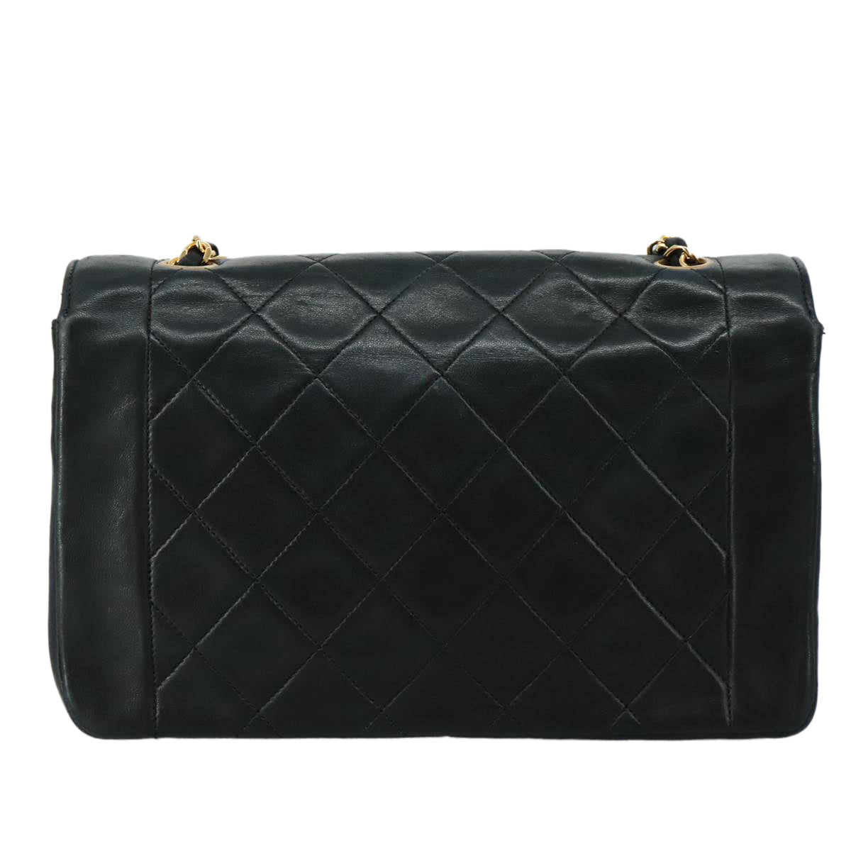 CHANEL Matelasse Chain Shoulder Bag Lamb Skin Black Gold CC PP104A
