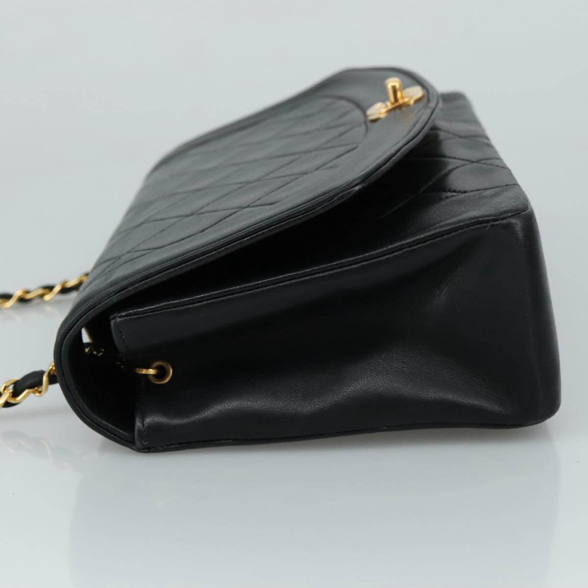 CHANEL Matelasse Chain Shoulder Bag Lamb Skin Black Gold CC PP104A